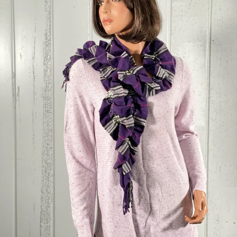 *Lord & Taylor Women's Purple Plaid Elastic Scarf